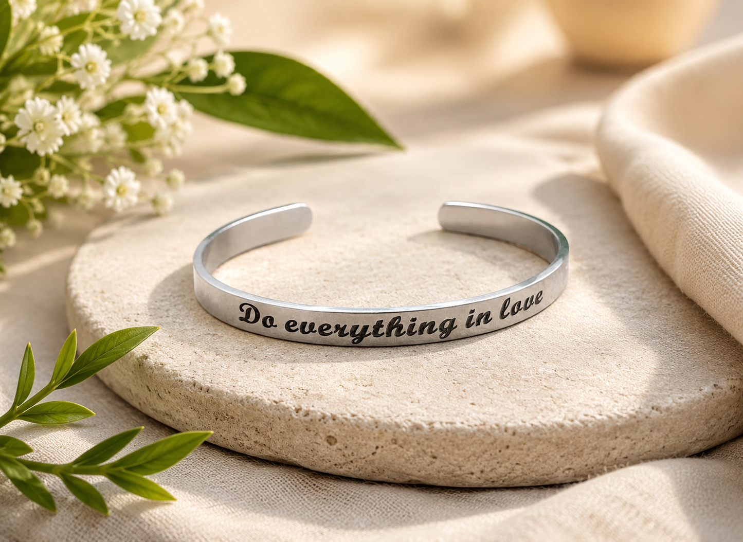 Stainless steel cuff scripture bracelet