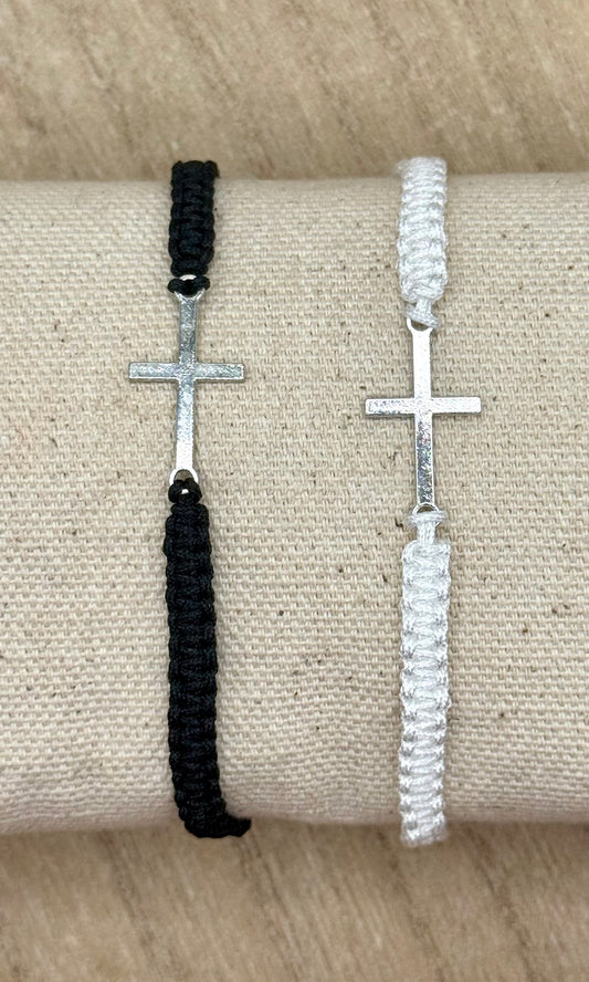 Adjustable string cross bracelet