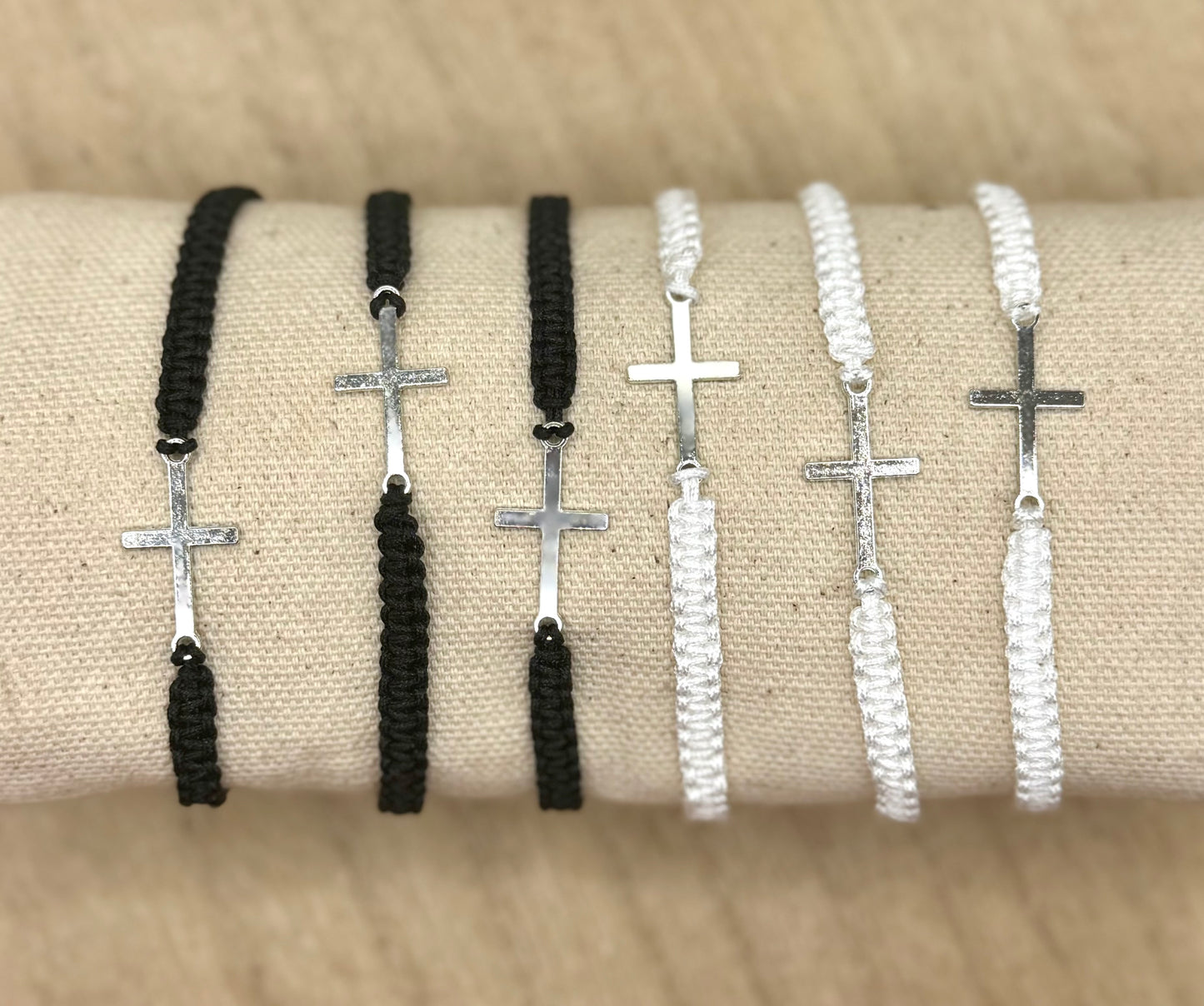 Adjustable string cross bracelet