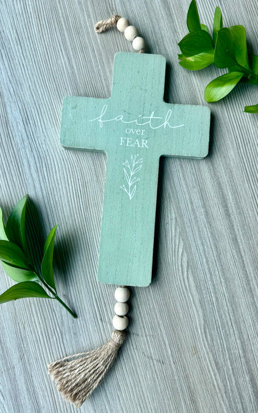 Lrg wood Sage cross