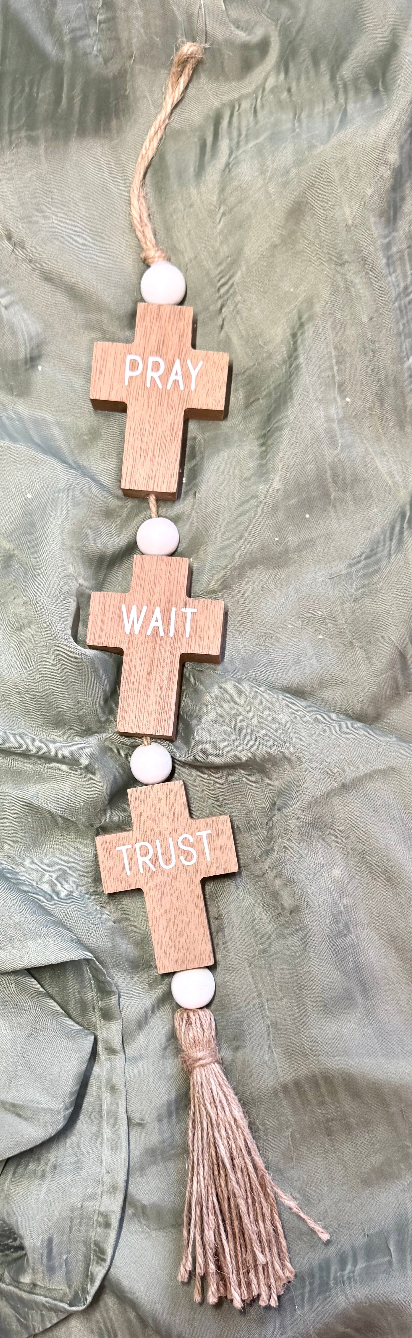 Pray,wait,trust wood home decor