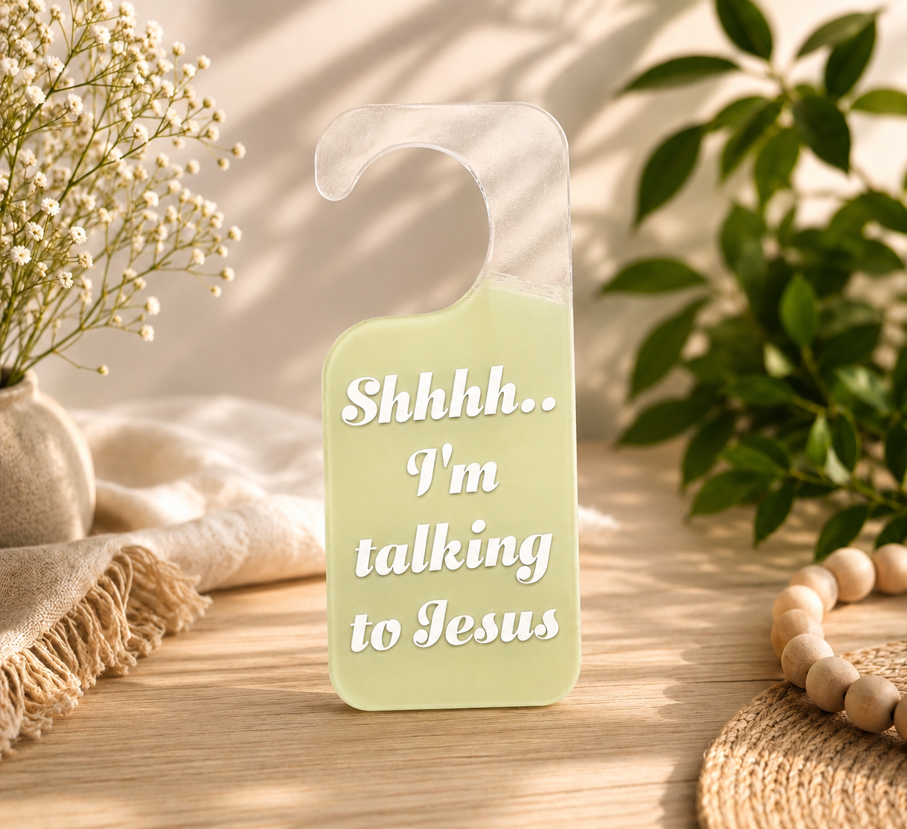 Shhh… I’m Talking to Jesus | Faith Door Hanger | Christian Home Décor