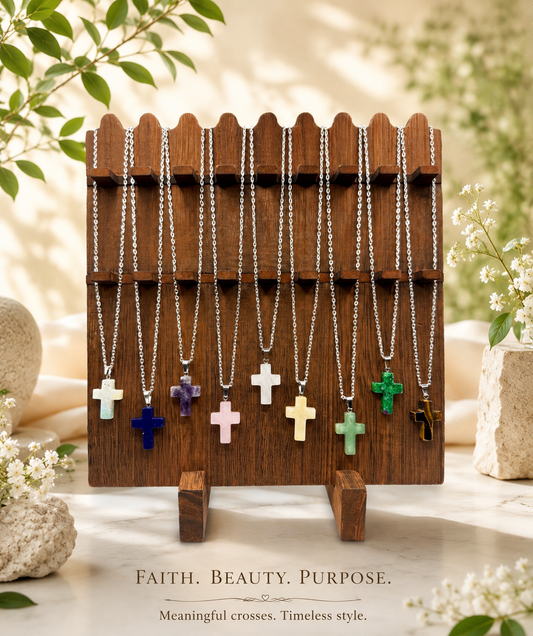 Natural stone Cross chain necklace
