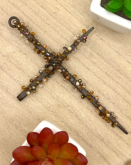 Beaded Small Nail Cross